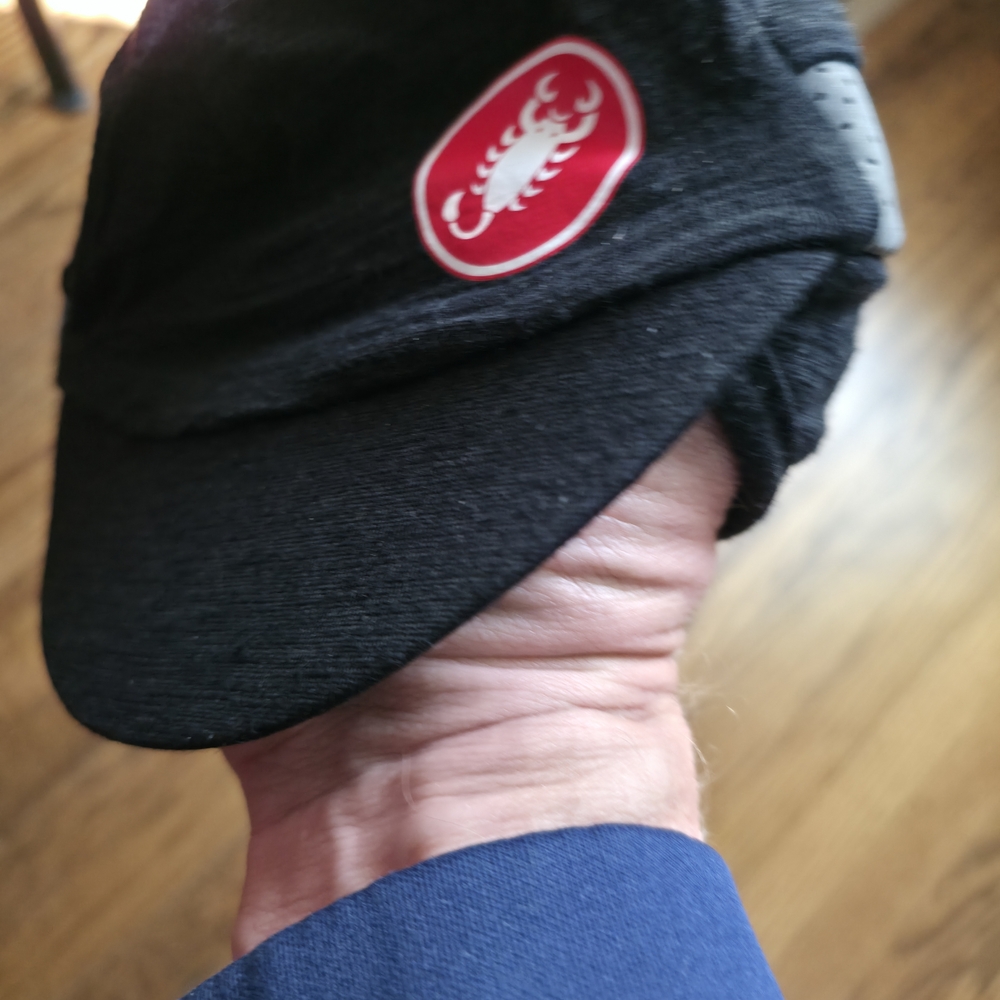 Black Cycling Cap with Red Scorpion Logo -